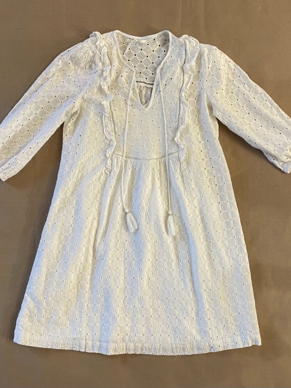Anthropologie Dress Sz 8 White Eyelet BOHO Cottagecore Resortwear Beach Summer - Picture 12 of 12
